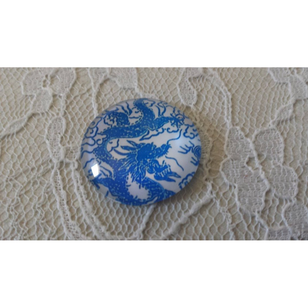 cabochão de vidro redondo 25mm flor 038 