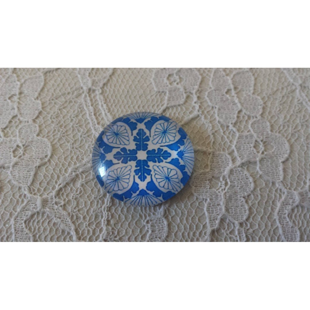 cabochão de vidro redondo 25mm flor 034 