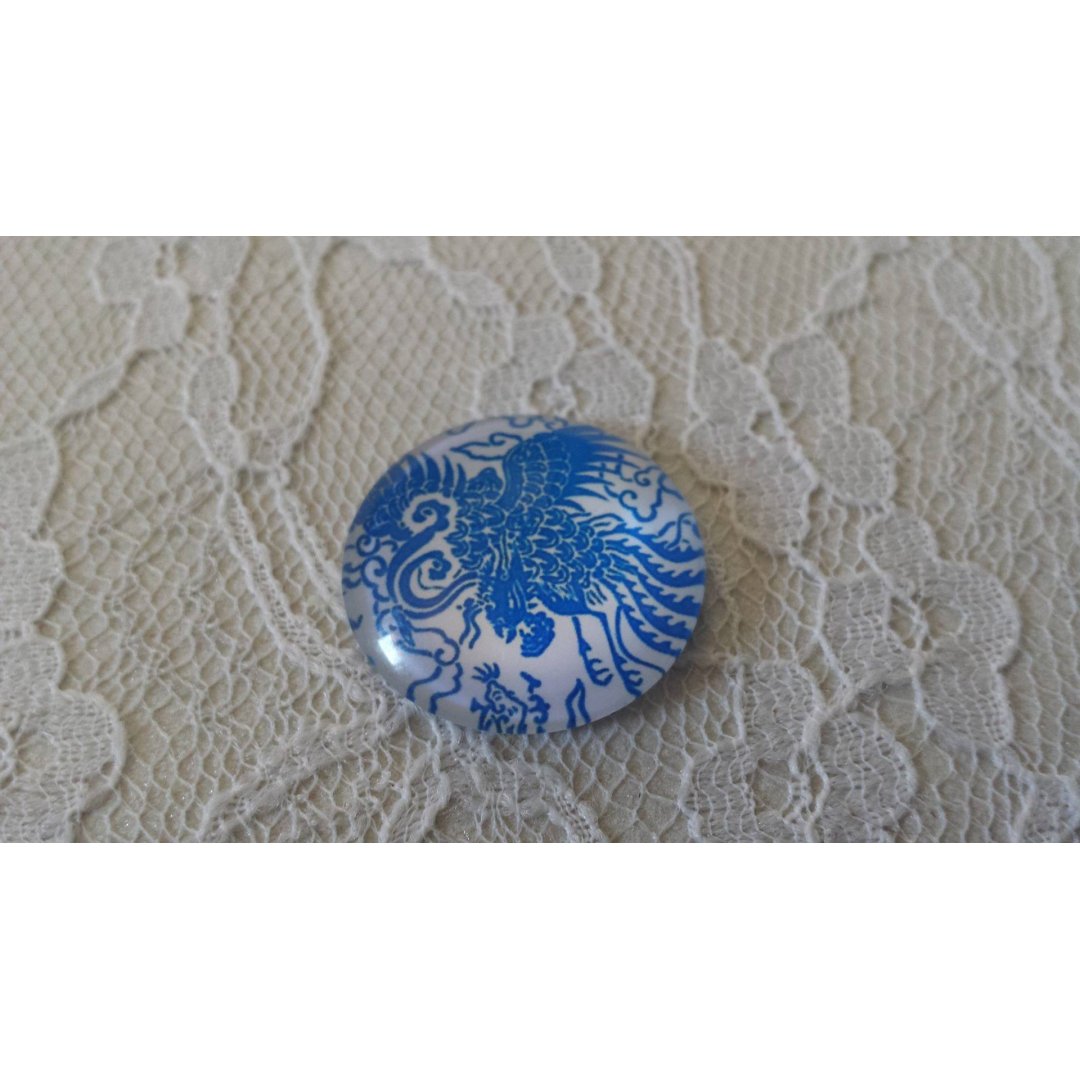 cabochão de vidro redondo 25mm flor 033 