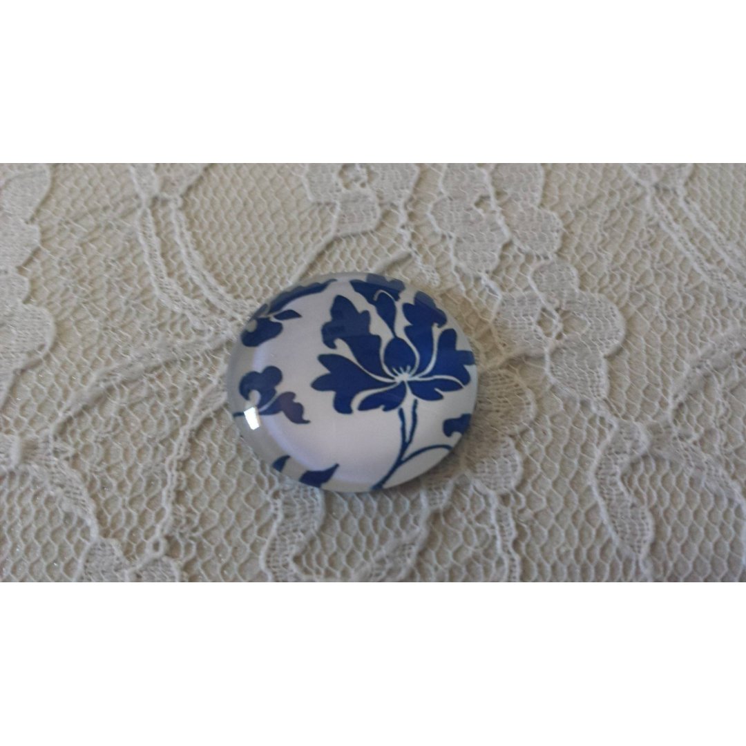 cabochão de vidro redondo 25mm flor 030 