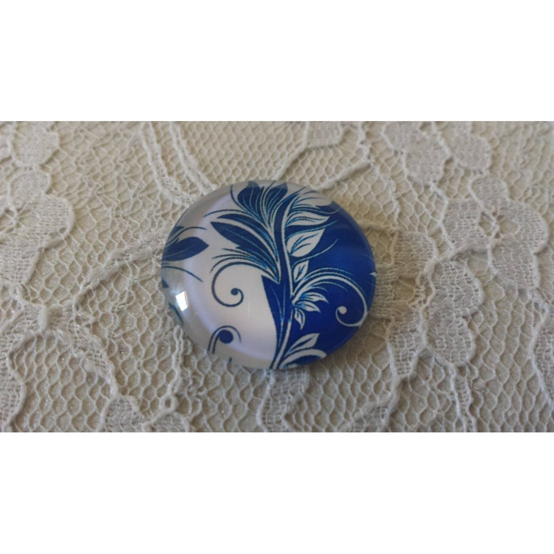 cabochão de vidro redondo 25mm flor 029 