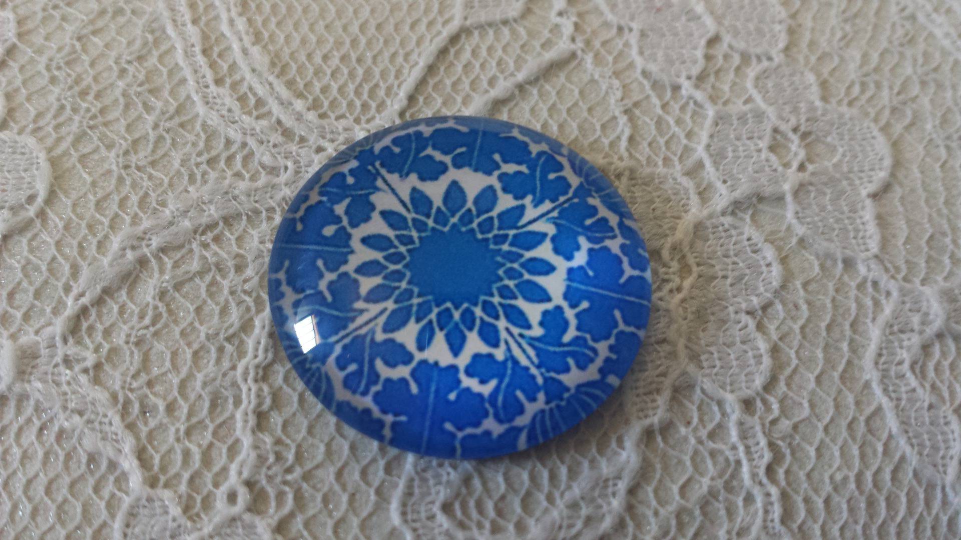 cabochão de vidro redondo 25mm flor 027 