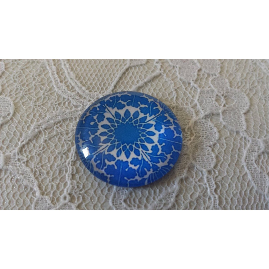 cabochão de vidro redondo 25mm flor 027 