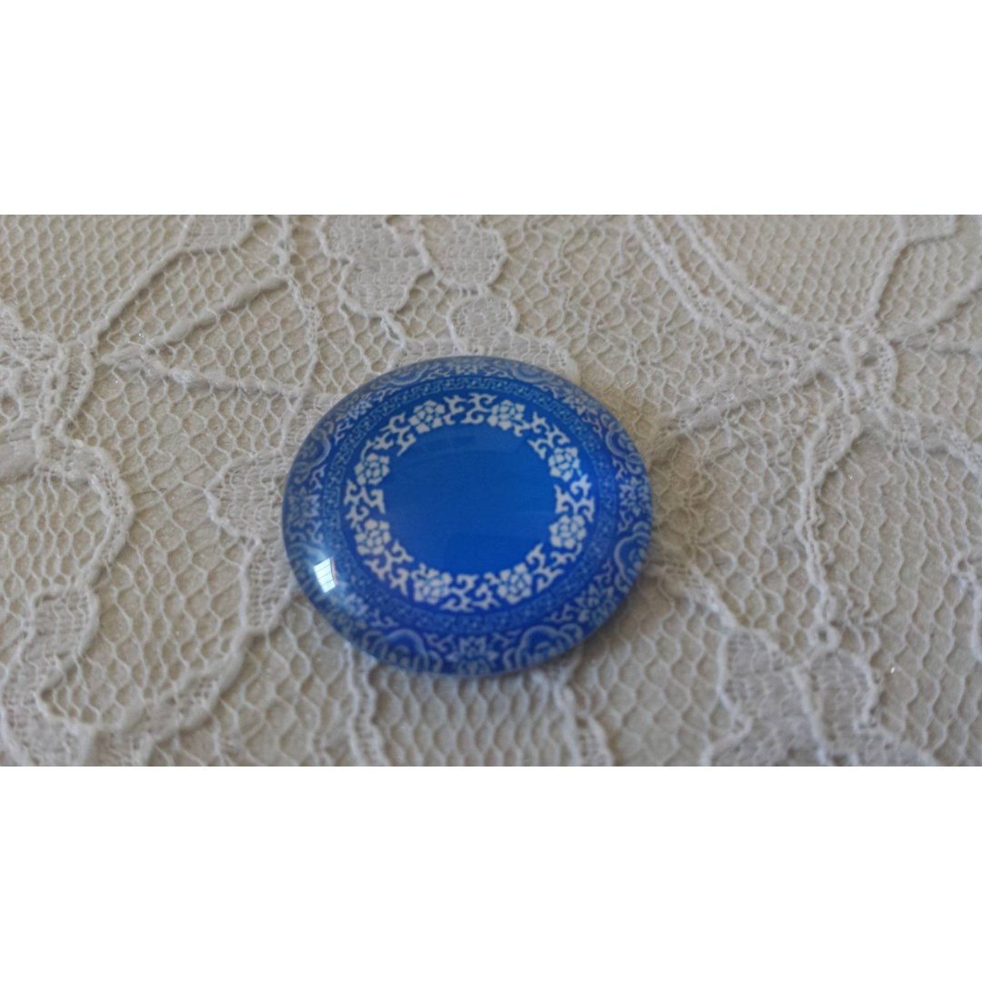 cabochão de vidro redondo 25mm flor 017 