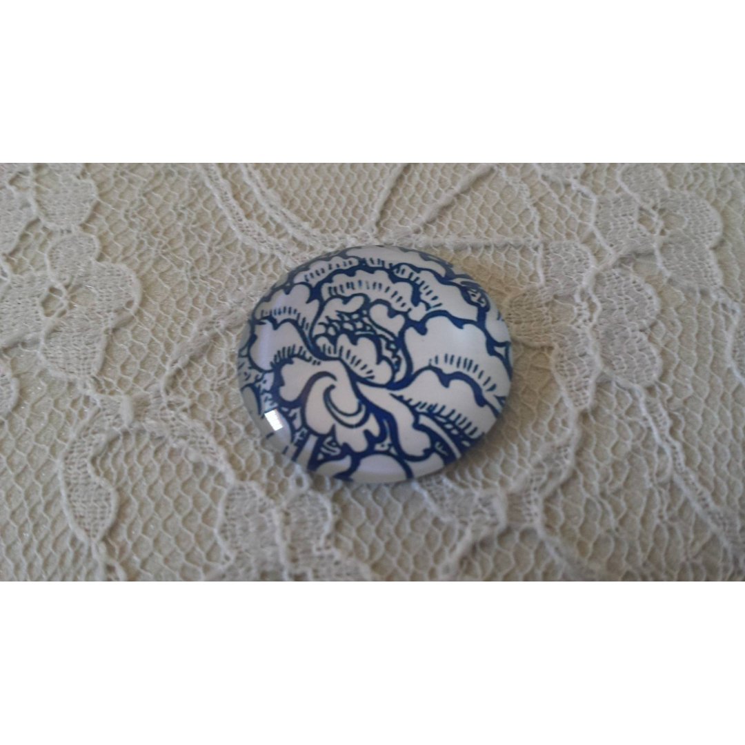 cabochão de vidro redondo 25mm flor 013 