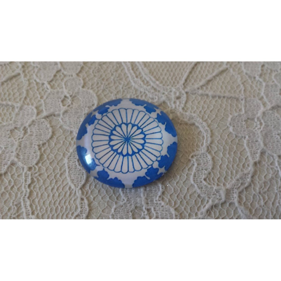 cabochão de vidro redondo 25mm flor 011 
