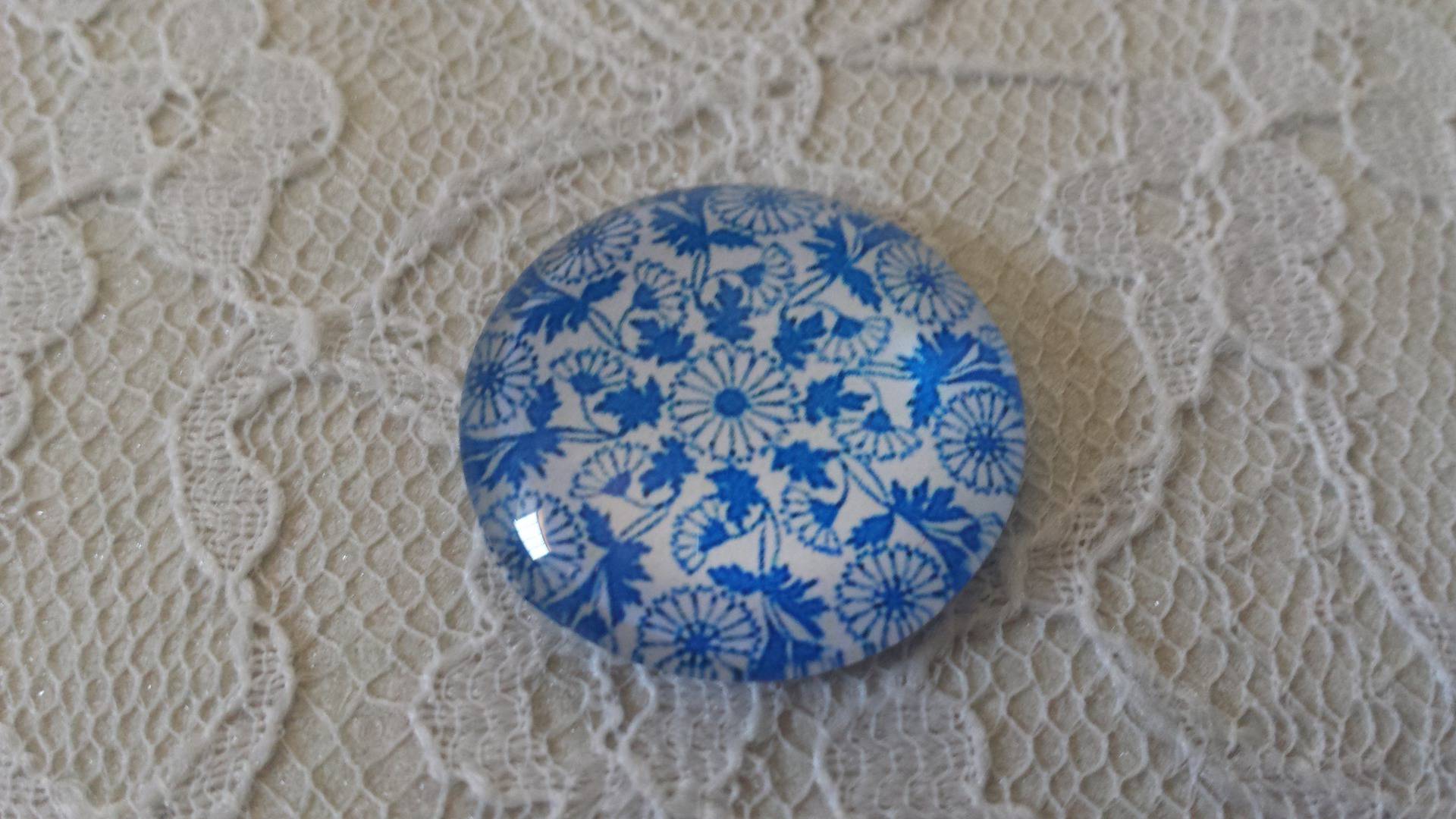 cabochão de vidro redondo 25mm flor 006 