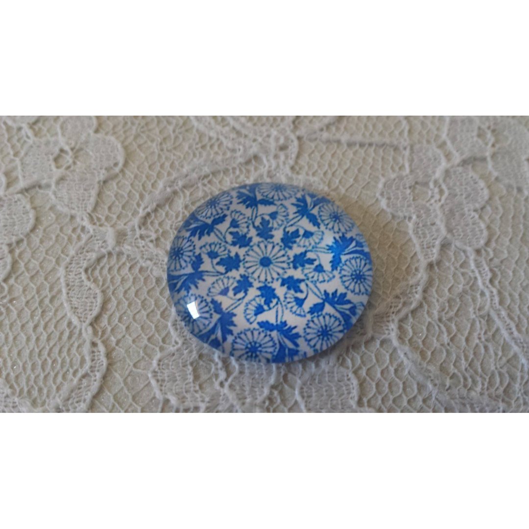 cabochão de vidro redondo 25mm flor 006 