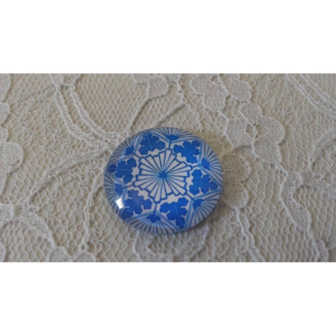 cabochão de vidro redondo 25mm flor 005 