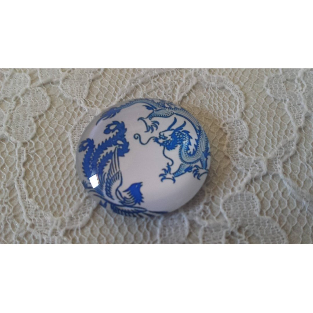 cabochão de vidro redondo 25mm flor 004 