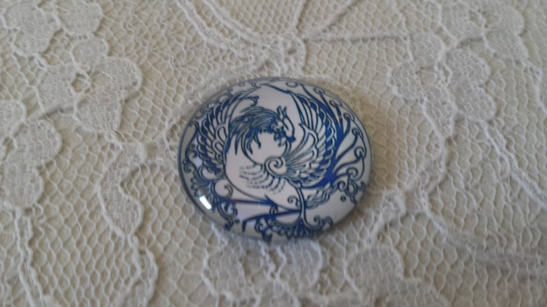 cabochão de vidro redondo 25mm flor 003 