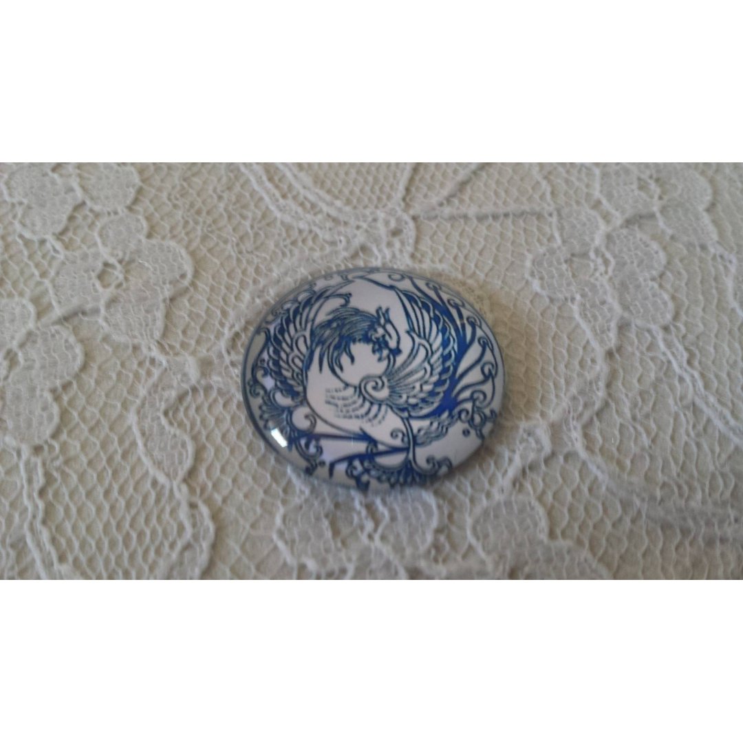 cabochão de vidro redondo 25mm flor 003 