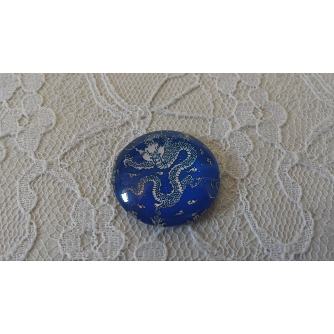 cabochão de vidro redondo 25mm flor 002 