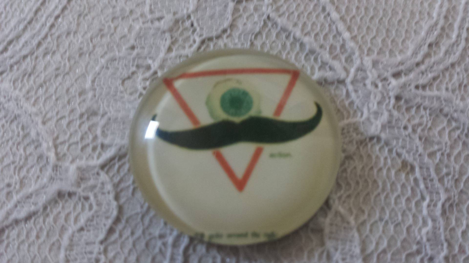 cabochão de vidro redondo 25mm bigode 041 