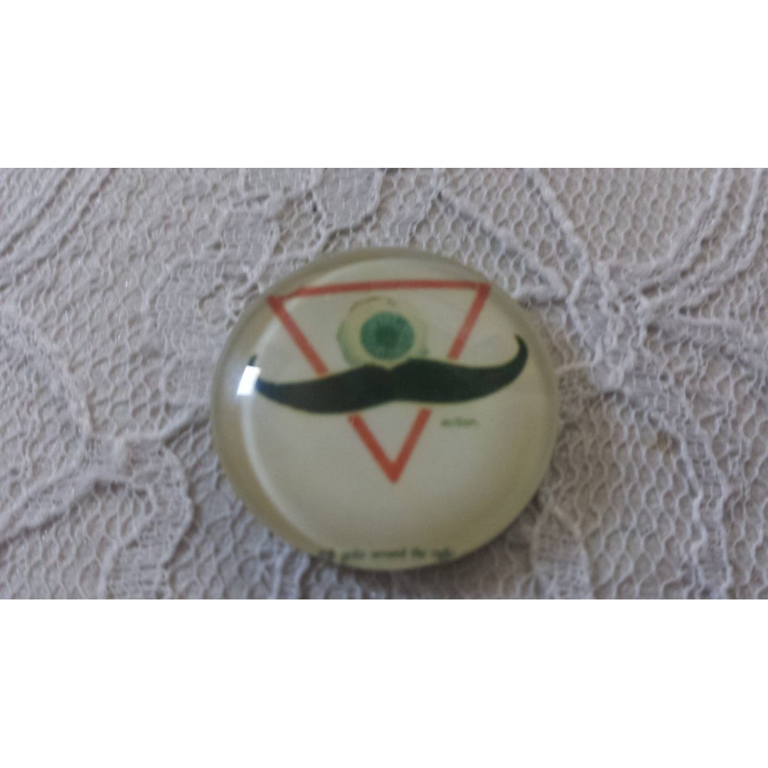 cabochão de vidro redondo 25mm bigode 041 