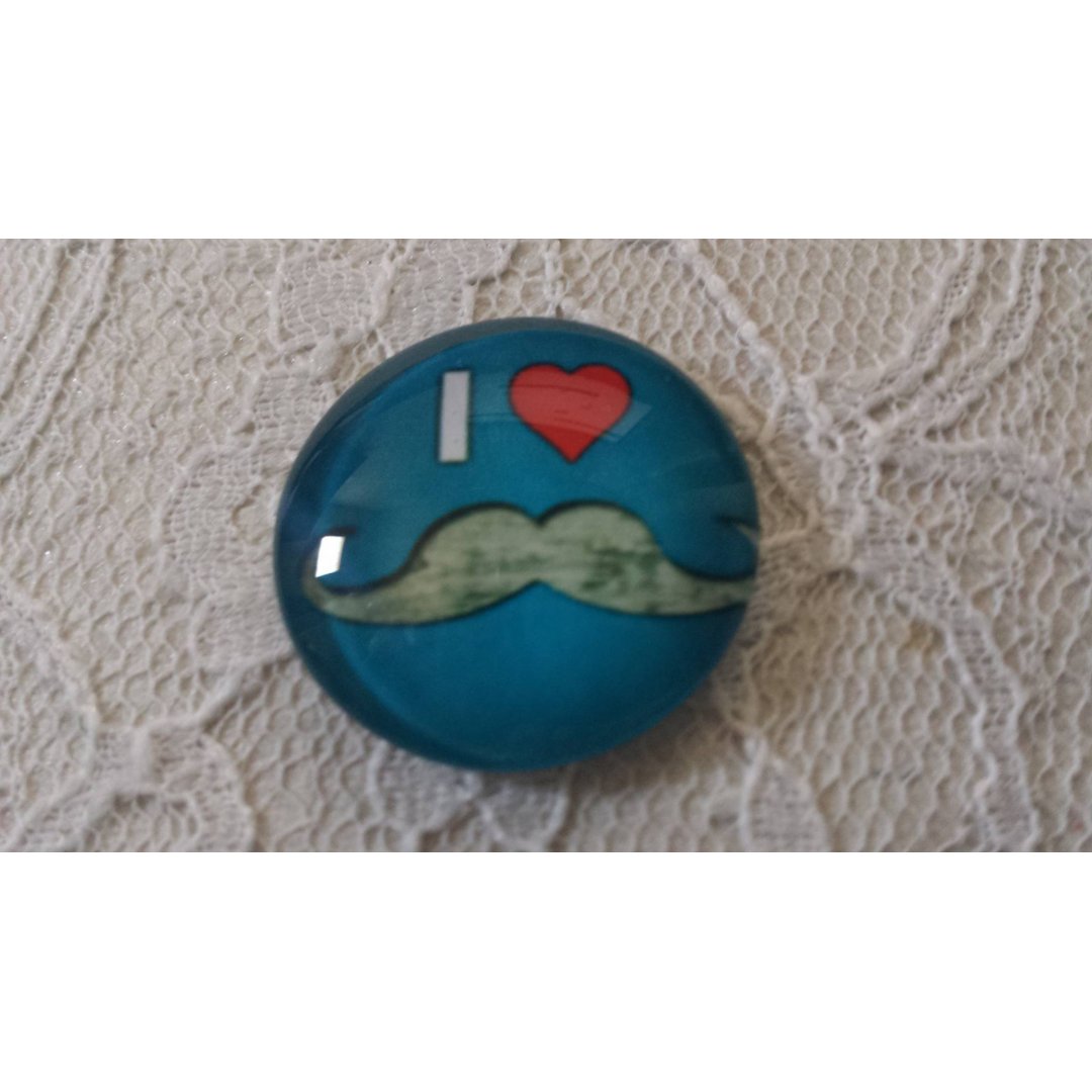 cabochão de vidro redondo 25mm bigode 037 