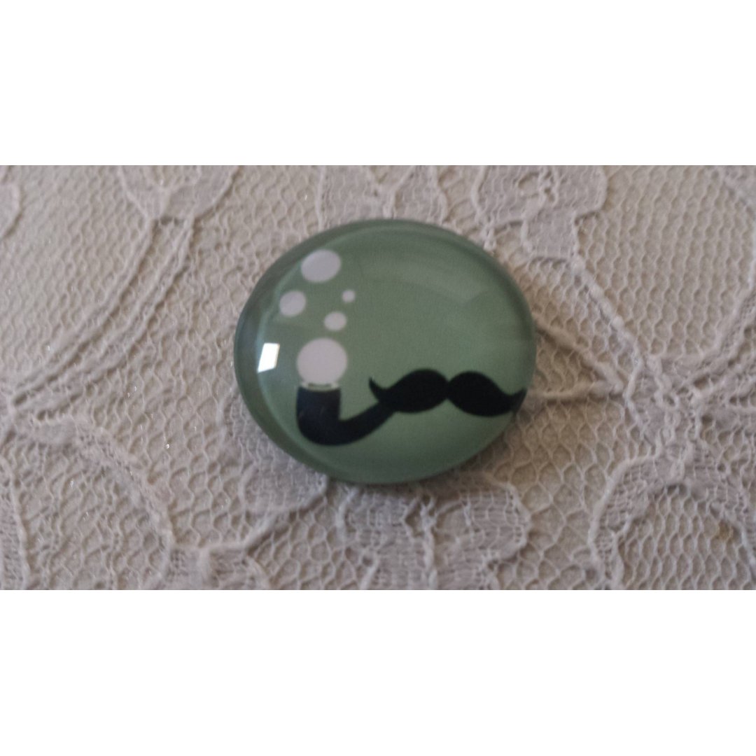 cabochão de vidro redondo 25mm bigode 035 