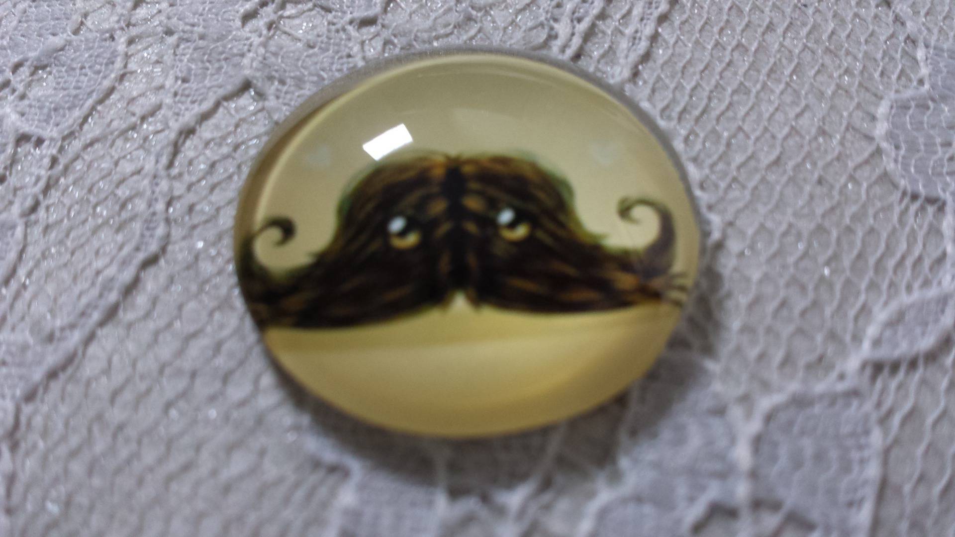 cabochão de vidro redondo 25mm bigode 032 