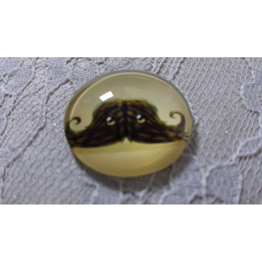 cabochão de vidro redondo 25mm bigode 032 