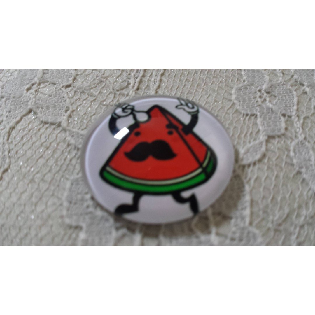 cabochão de vidro redondo 25mm bigode 030 