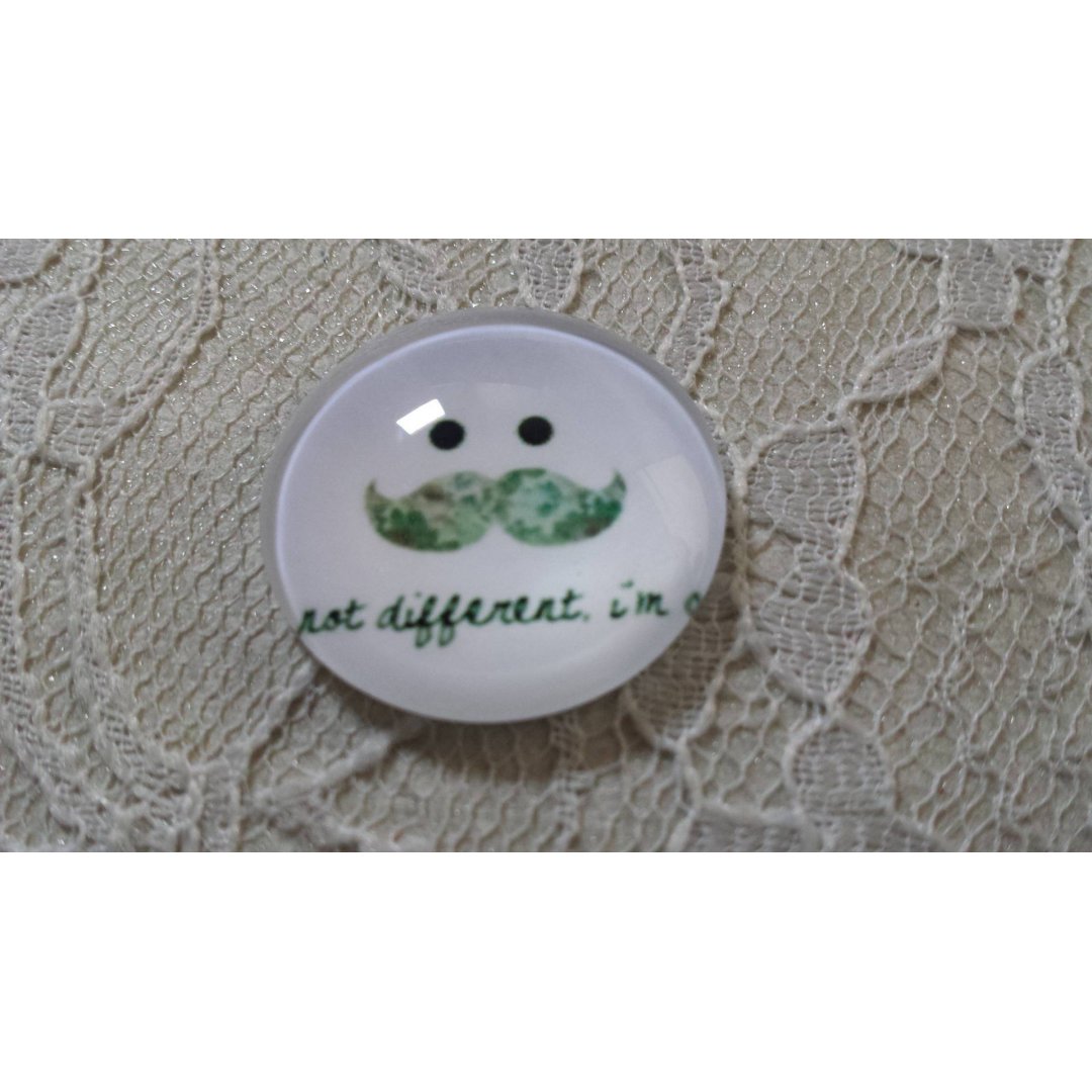 cabochão de vidro redondo 25mm bigode 028 