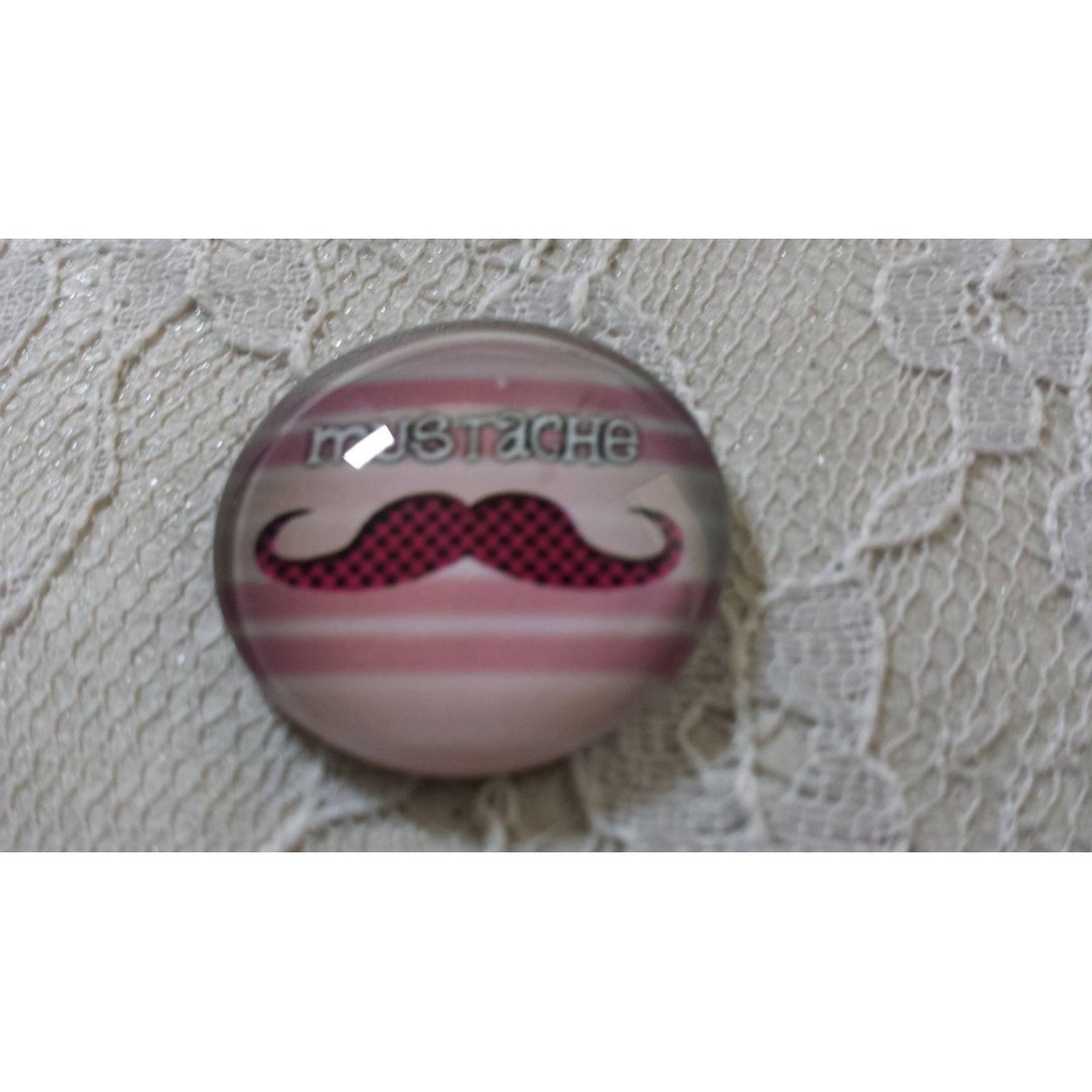 cabochão de vidro redondo 25mm bigode 027 