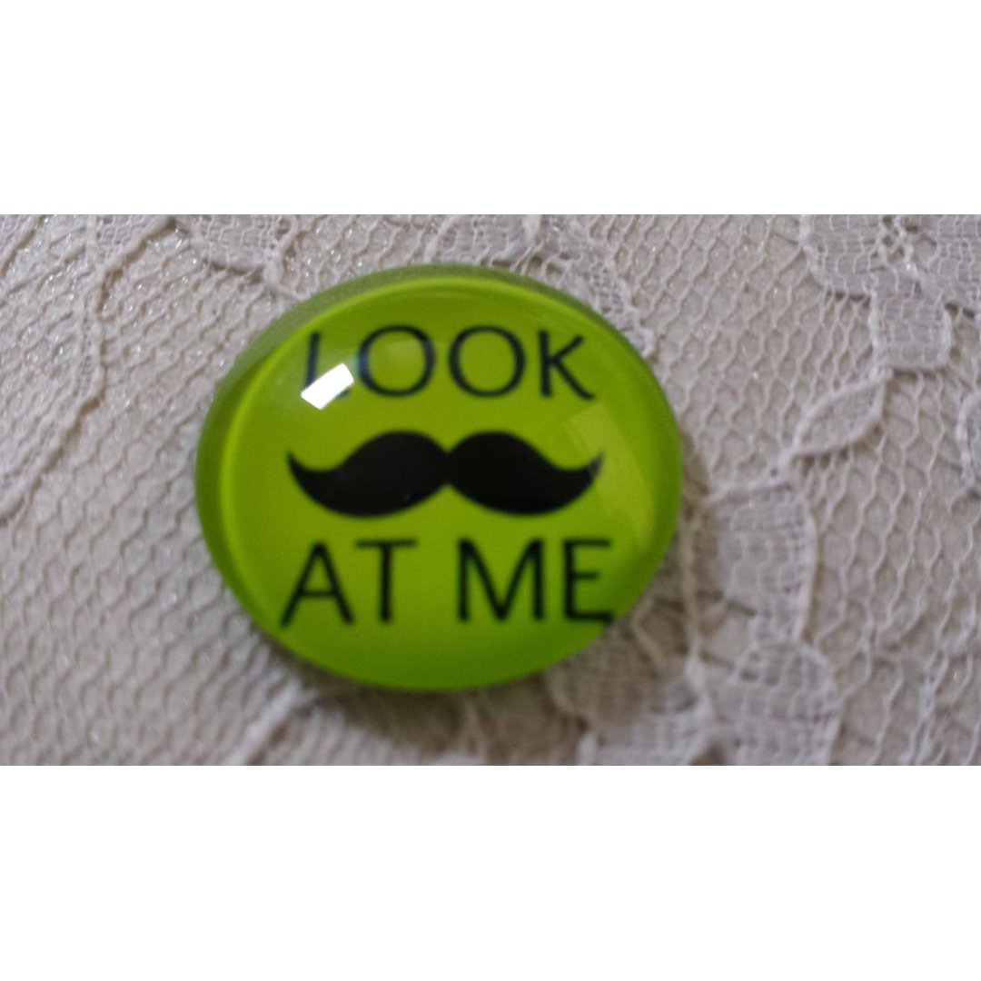 cabochão de vidro redondo 25mm bigode 026 