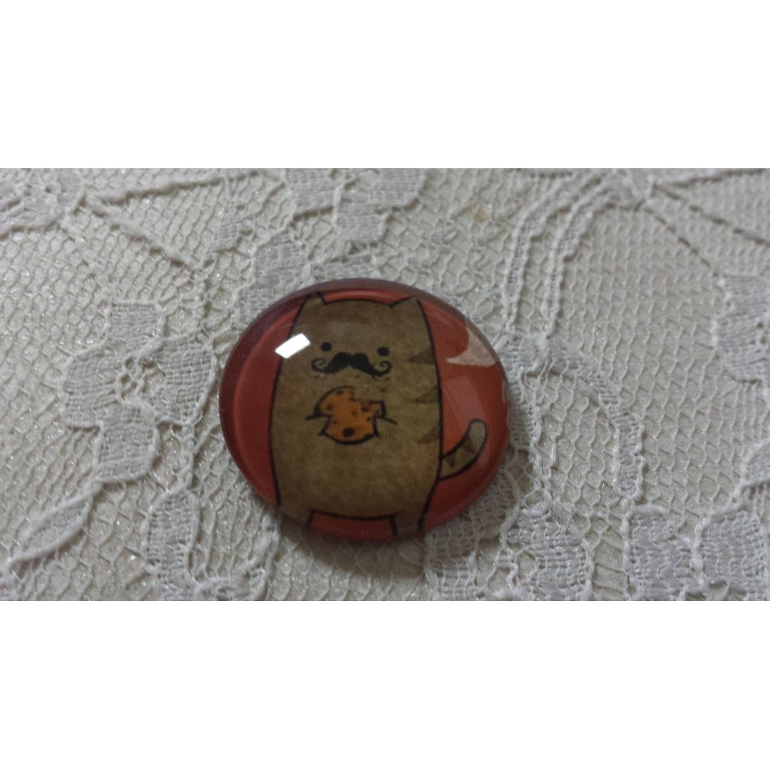 cabochão de vidro redondo 25mm bigode 009 