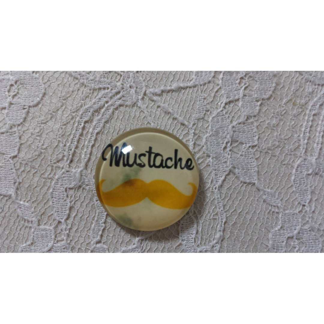 cabochão de vidro redondo 25mm bigode 008 