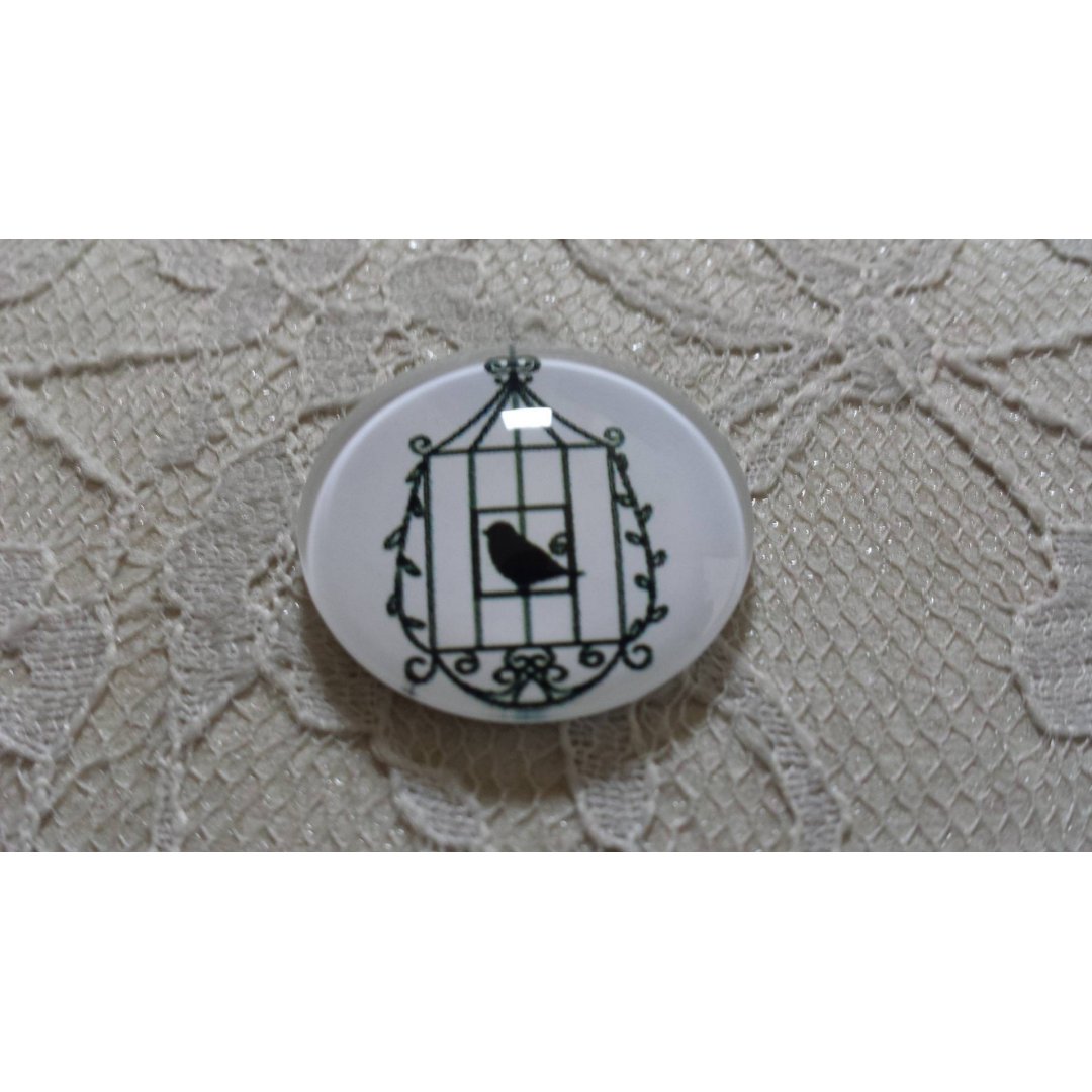 cabochão de vidro redondo 20mm aves 023 