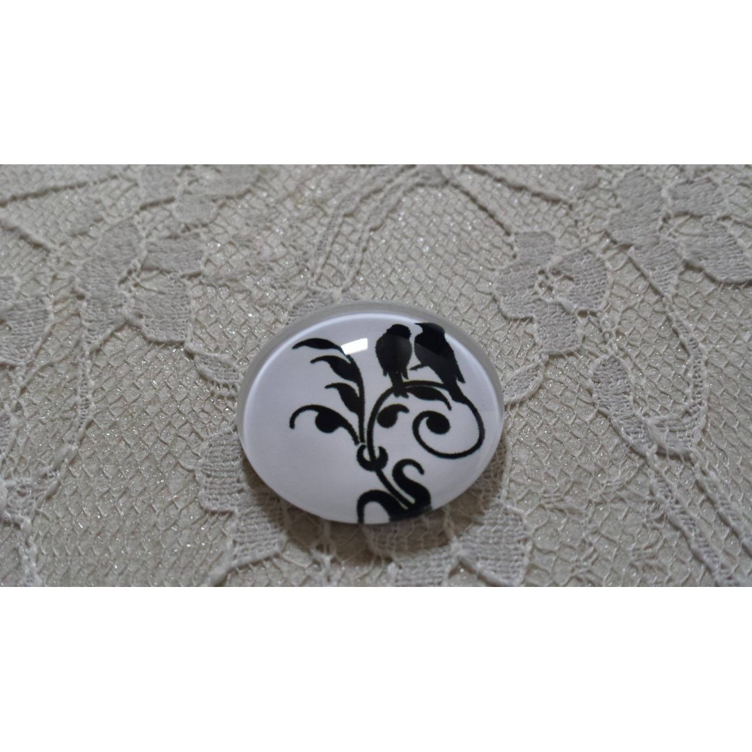 cabochão de vidro redondo 20mm aves 022 