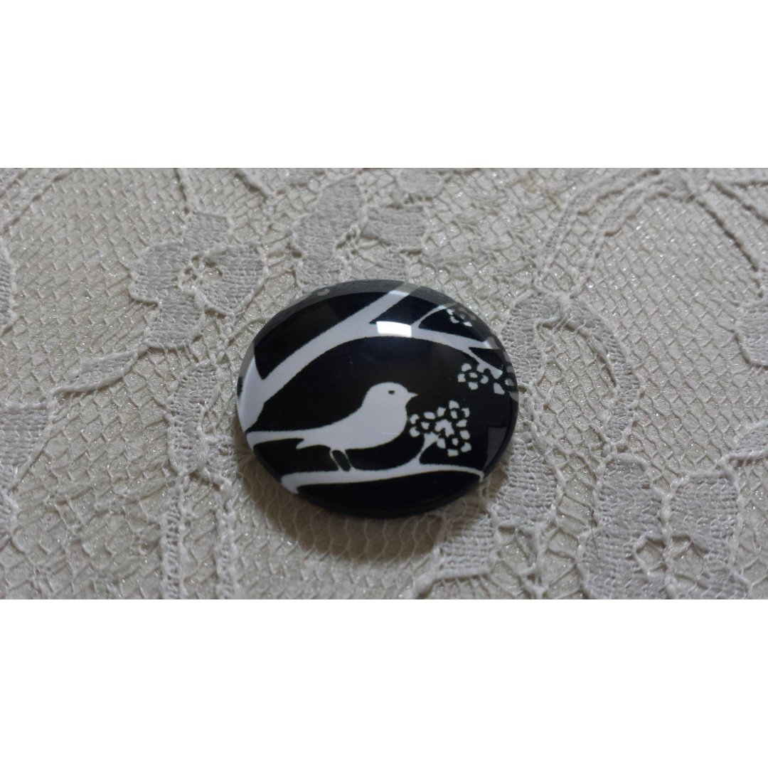 cabochão de vidro redondo 25mm aves 021 