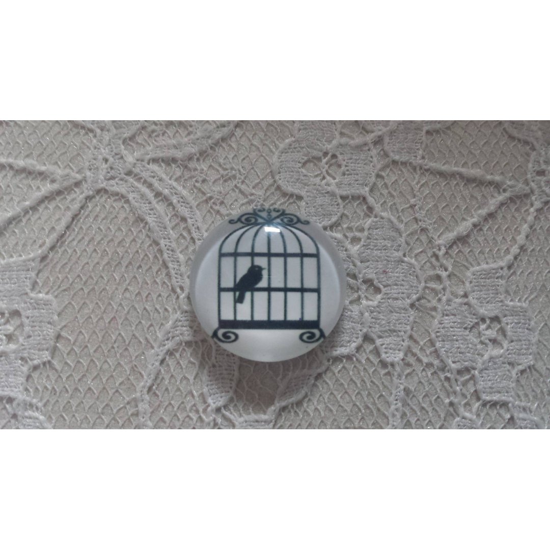 cabochão de vidro redondo 25mm aves 015 