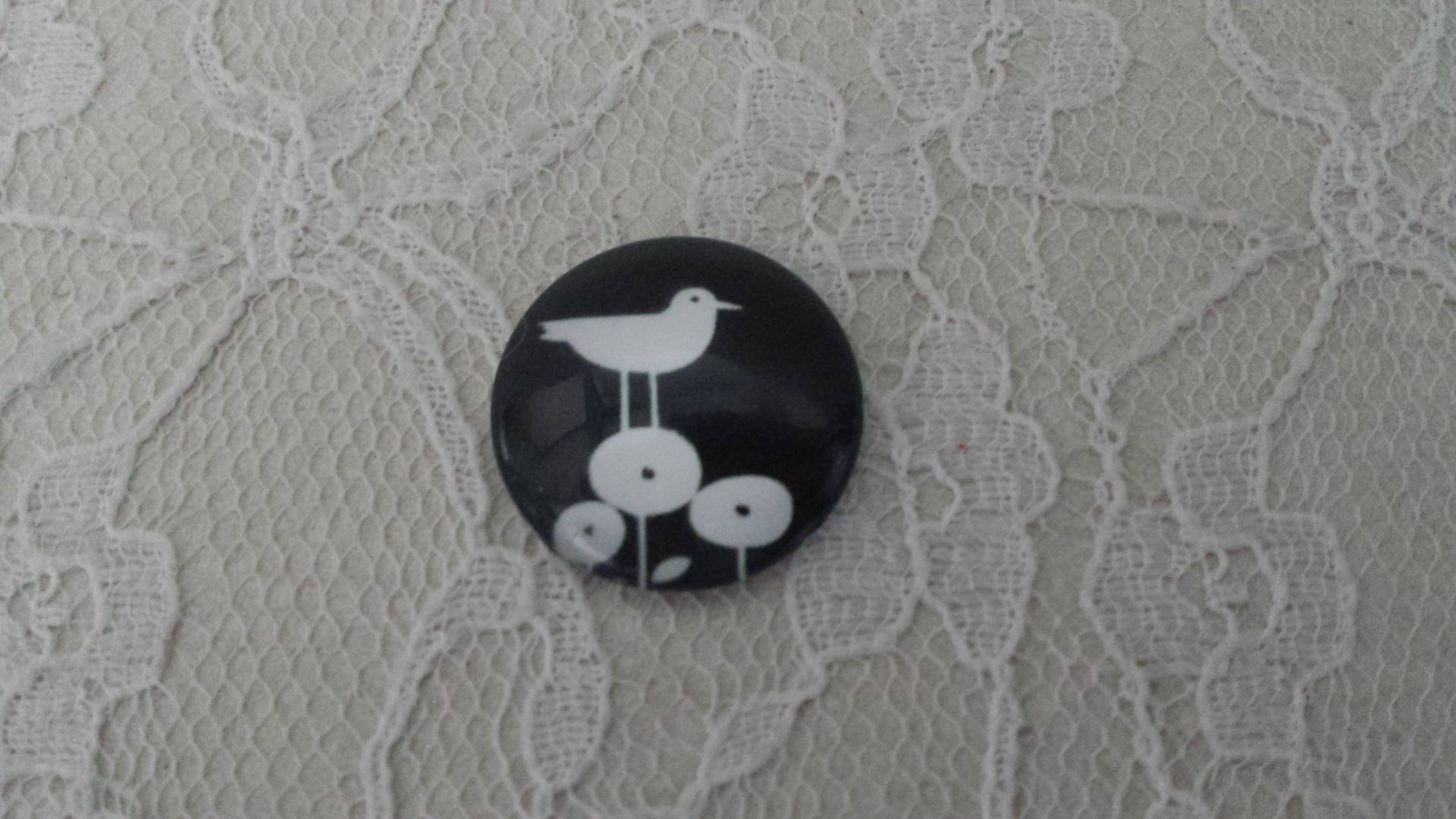 cabochão de vidro redondo 25mm aves 012 
