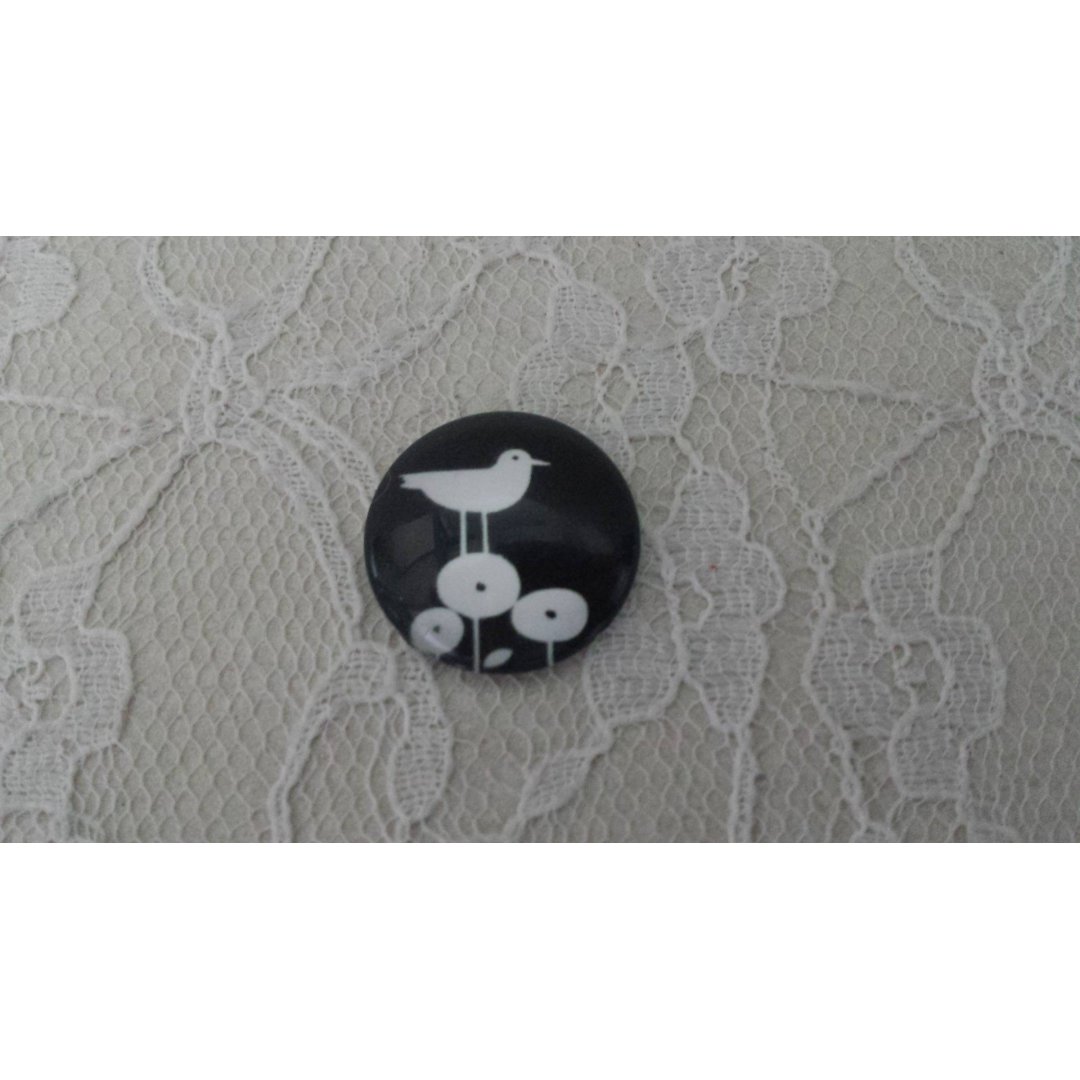cabochão de vidro redondo 25mm aves 012 