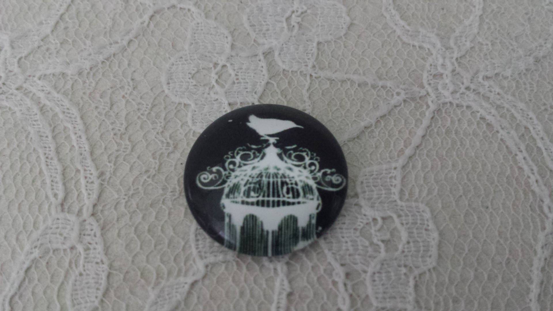 cabochão de vidro redondo 25mm aves 011 