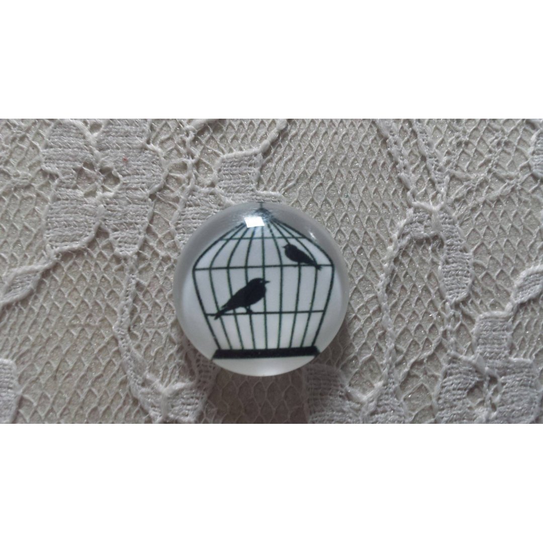 cabochão de vidro redondo 25mm aves 009 