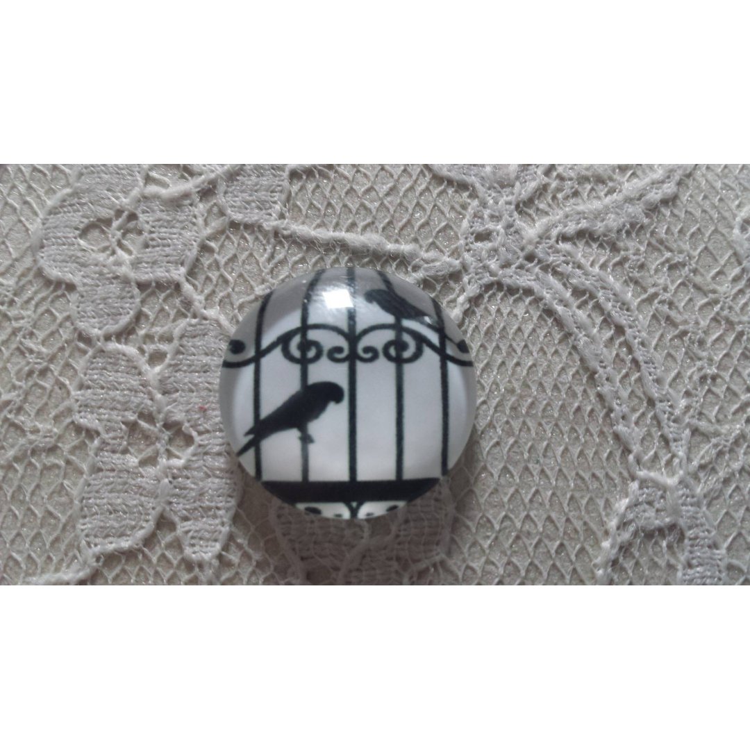 cabochão de vidro redondo 25mm aves 008 