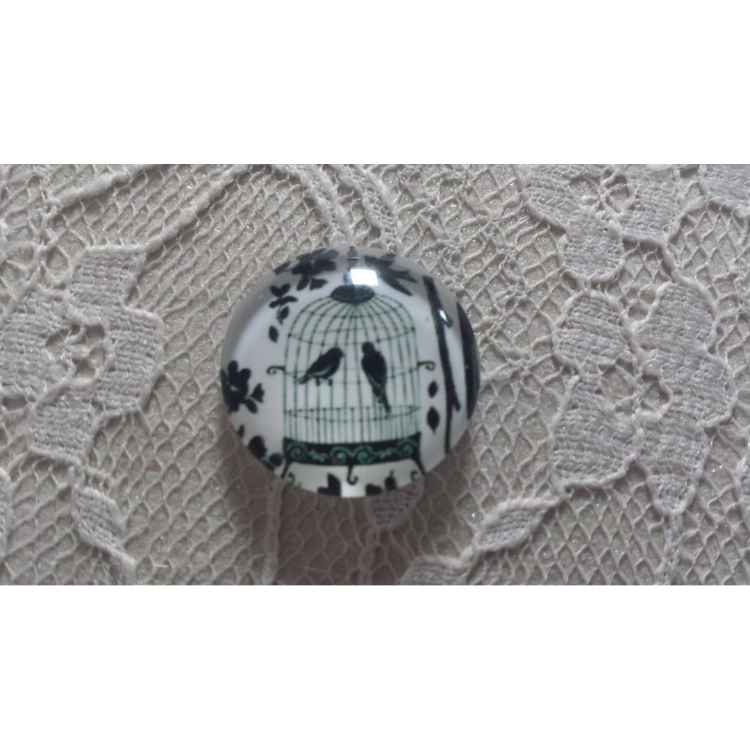 cabochão de vidro redondo 25mm aves 006 