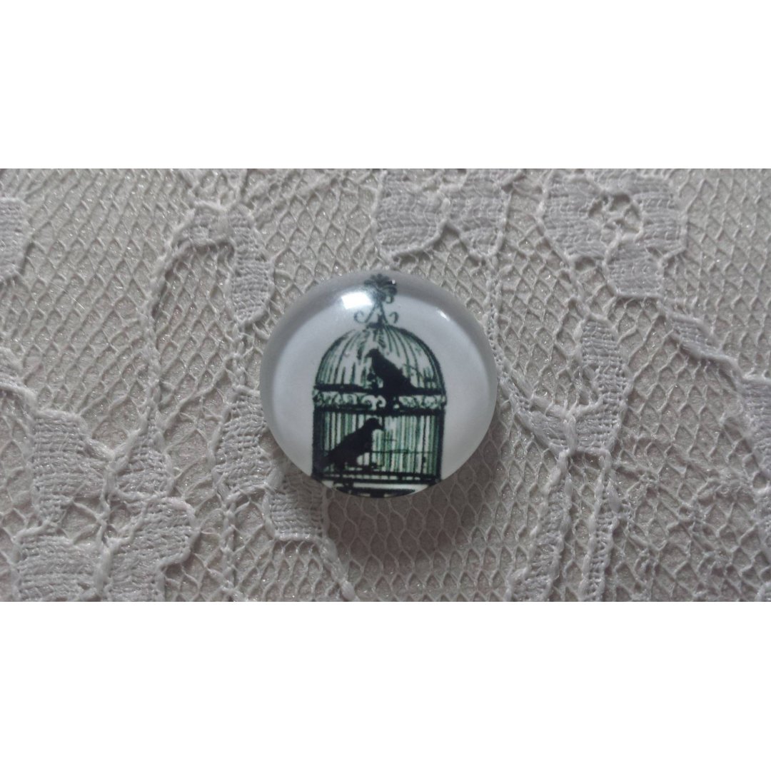 cabochão de vidro redondo 25mm aves 004 