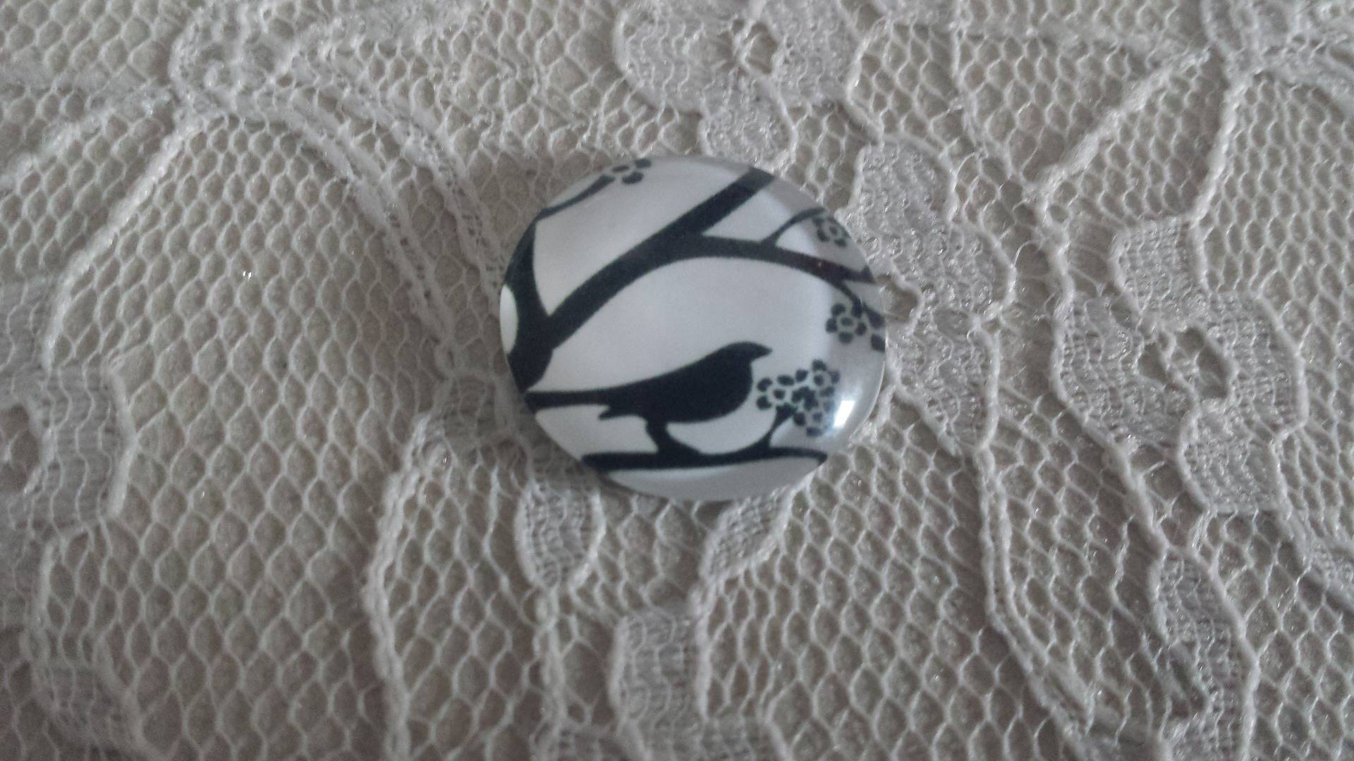 cabochão de vidro redondo 25mm aves 001 