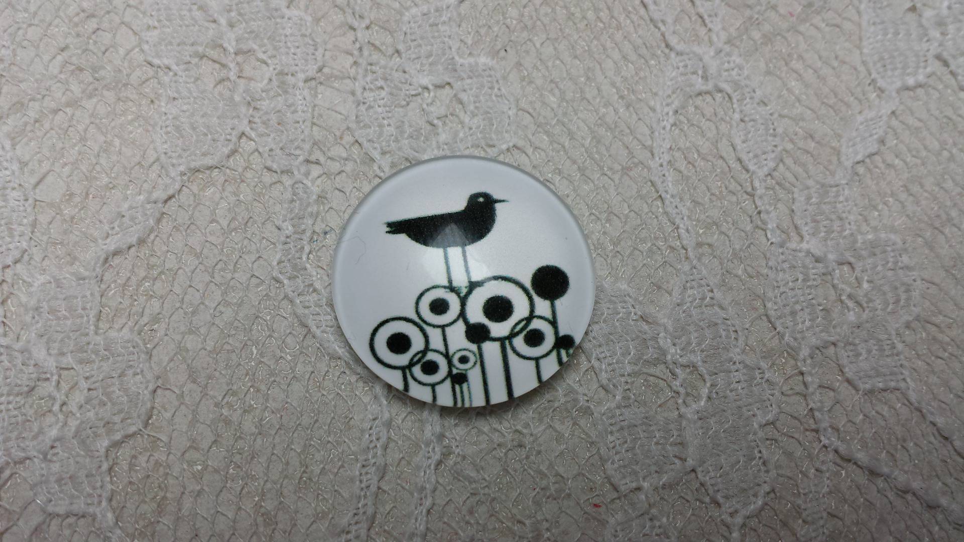 cabochão de vidro redondo 20mm aves 018 