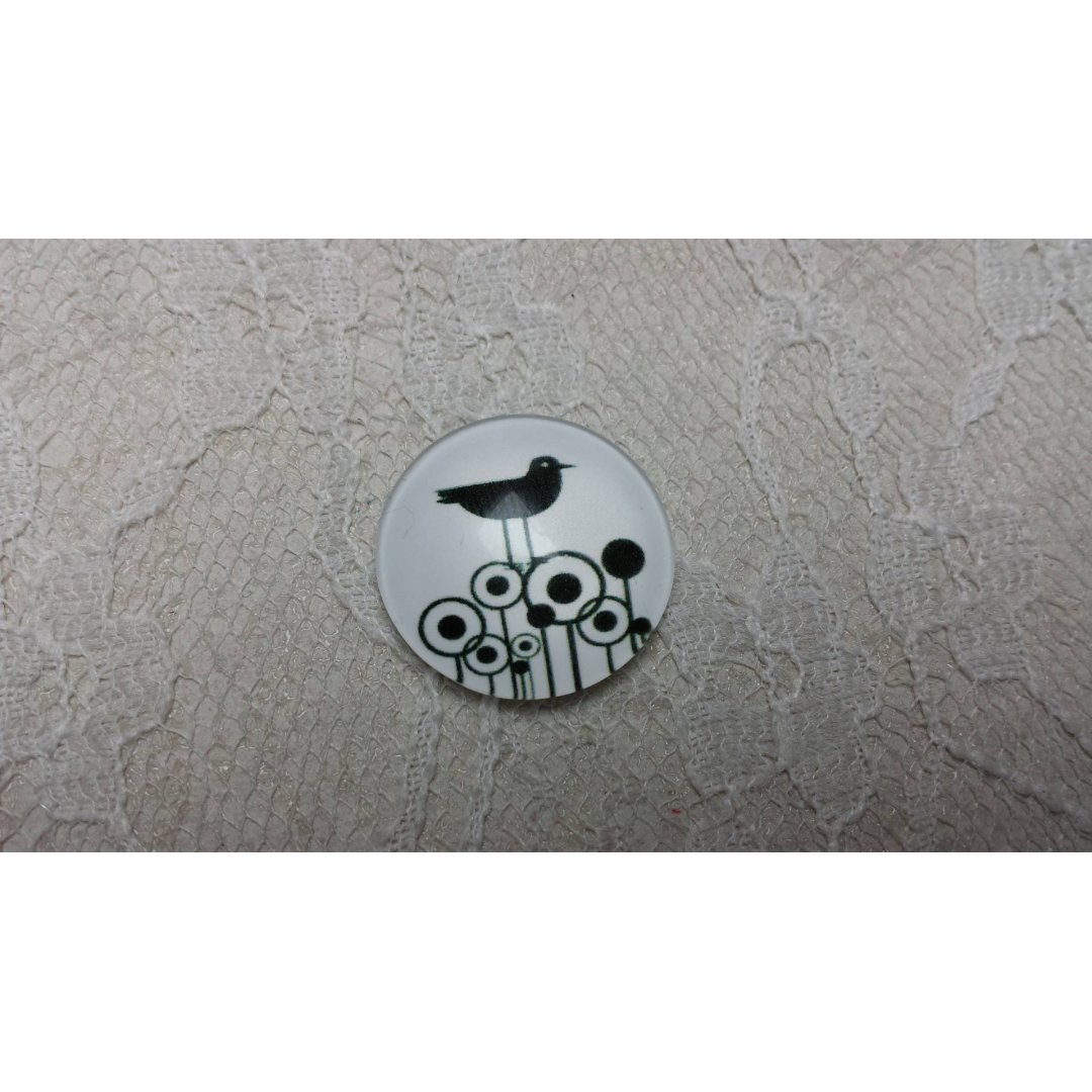 cabochão de vidro redondo 20mm aves 018 