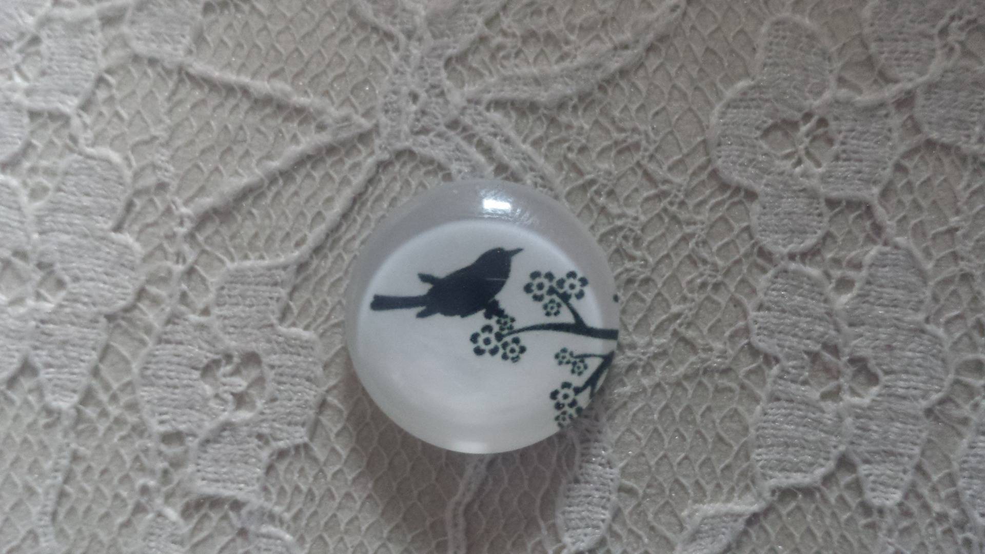 cabochão de vidro redondo 20mm aves 016 