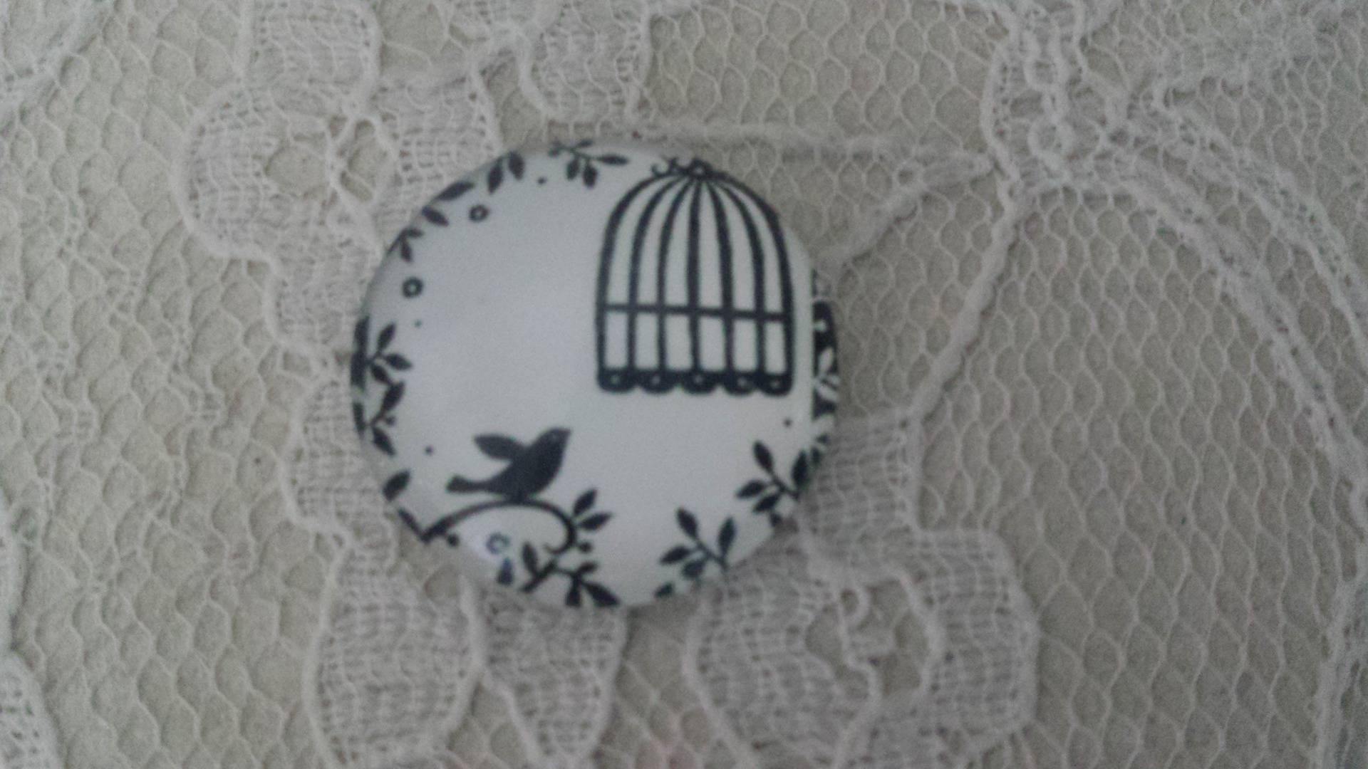 cabochão de vidro redondo 20mm aves 014 