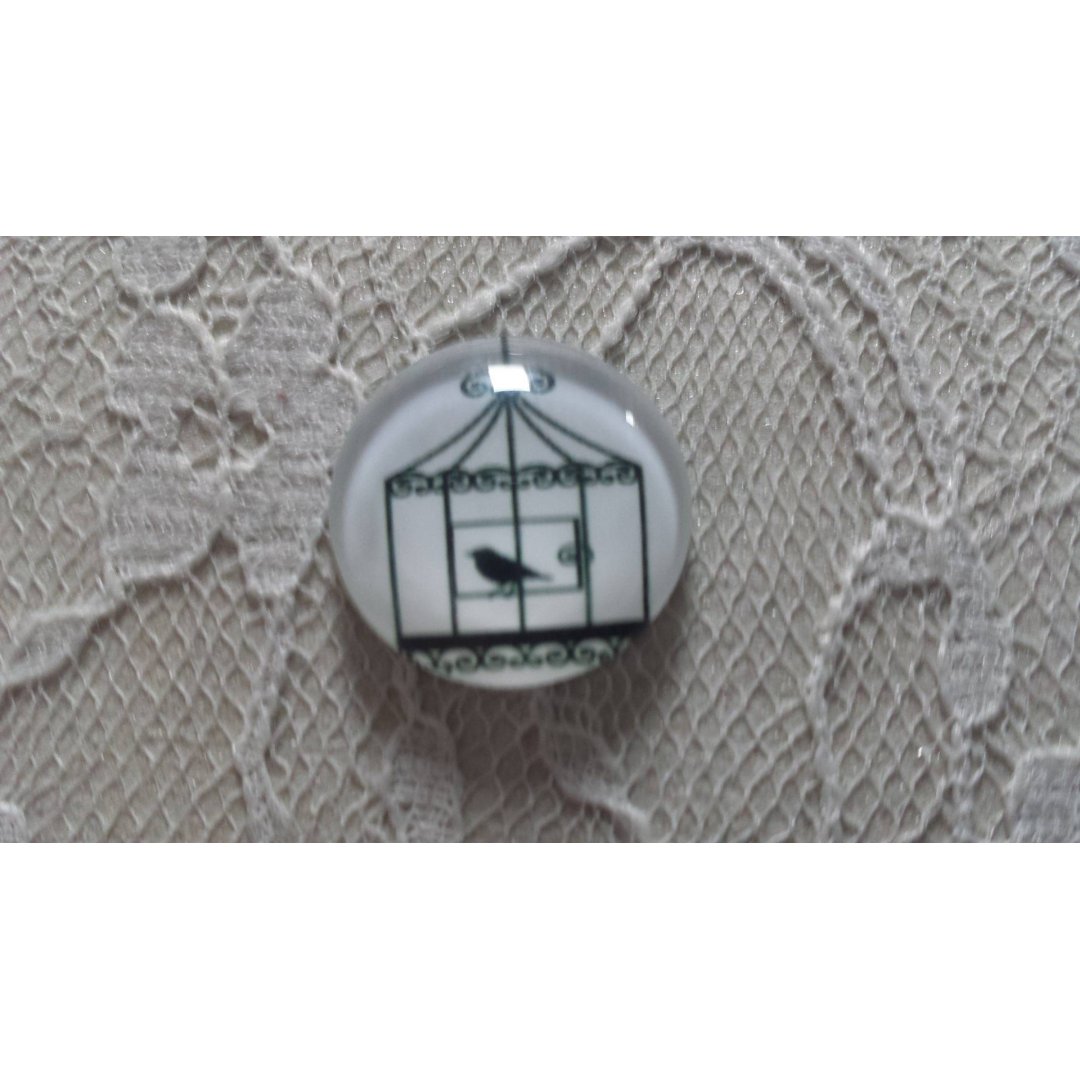 cabochão de vidro redondo 20mm aves 010 