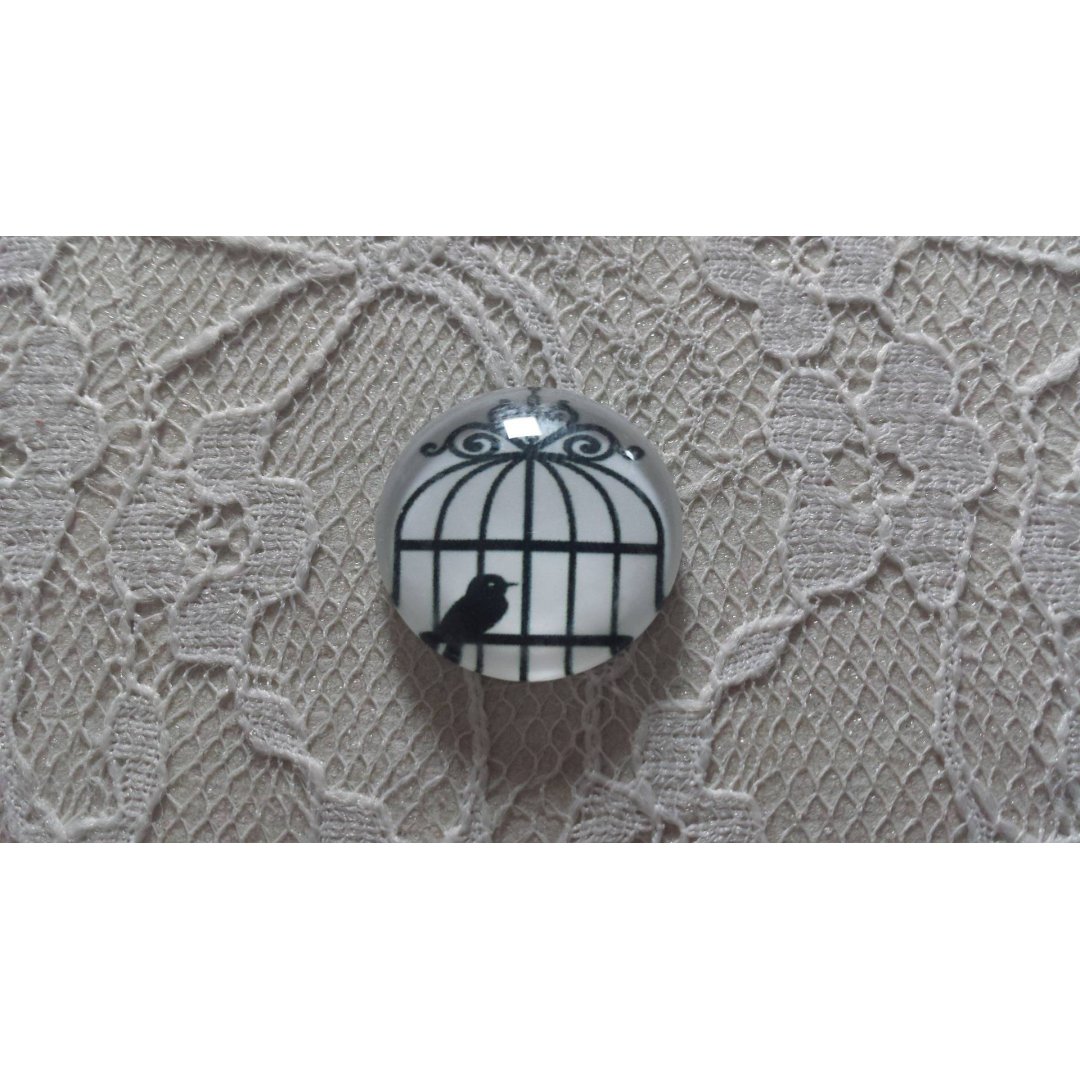 cabochão de vidro redondo 20mm aves 007 