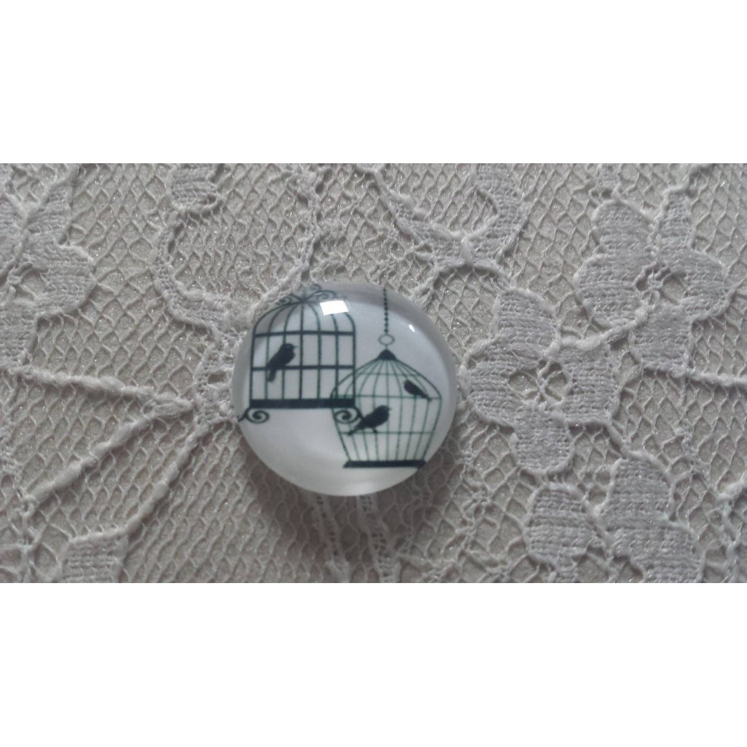 cabochão de vidro redondo 20mm aves 003 