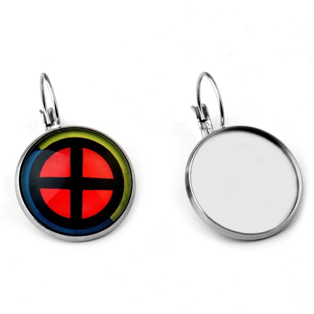 Suporte para cabochão redondo em aço inoxidável brinco 10 mm N°07