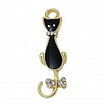 Conjunto de 5 abonos para gatos N°08 Gato preto dourado Borboleta Strass Esmalte transparente 36 mm x 11 mm